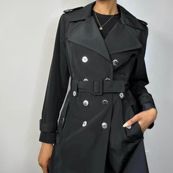 Calvin Klein black & silver trench - Picture 1 of 6